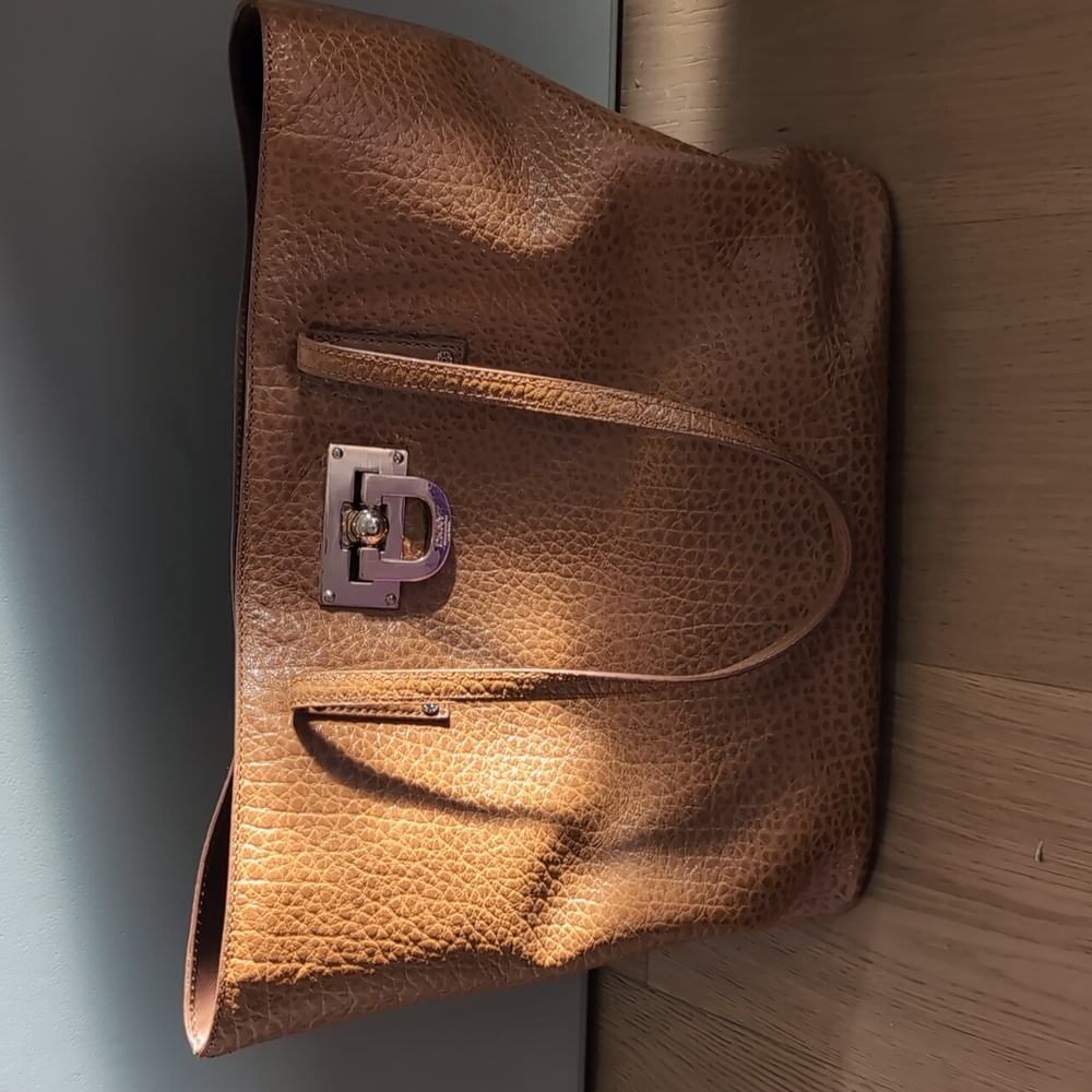 Elegant Brown DKNY Leather Tote Bag